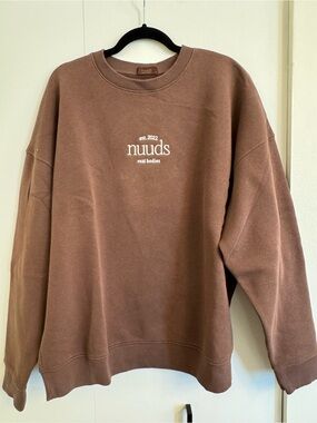 nuuds Brown Crewneck Sweatshirt with White Logo